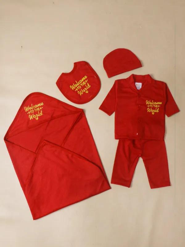 0Mth - 3Mth World Red 5Pcs Gift Set For Newborn NBGS48