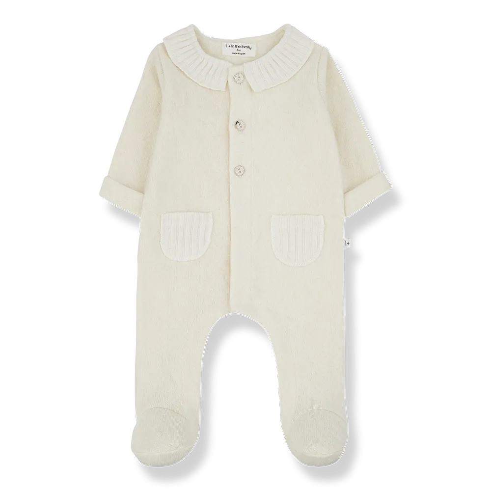 1  in the Family Ecru Alexia Jumpsuit with Feet