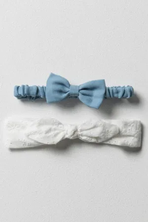 2 Pack Headbands White & Blue