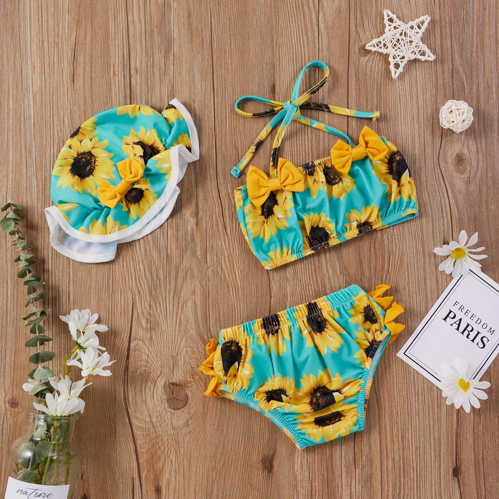 3-Piece Baby Sunflower Swimwears