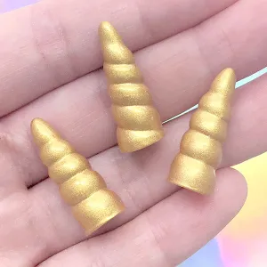 3D Unicorn Horn Cabochons | Alicorn Embellishments | Magical Girl Decoden Supplies (3 pcs / Gold / 9mm x 25mm)