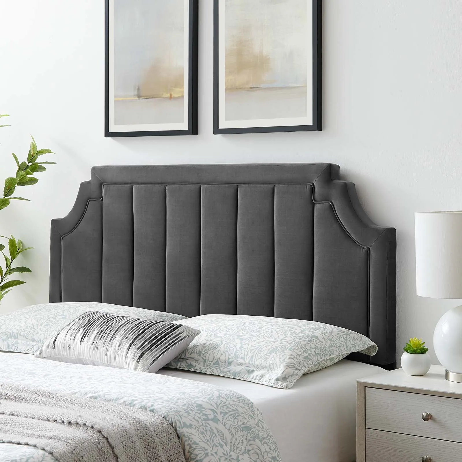 Alyona Channel Tufted Performance Velvet Headboard by Modway