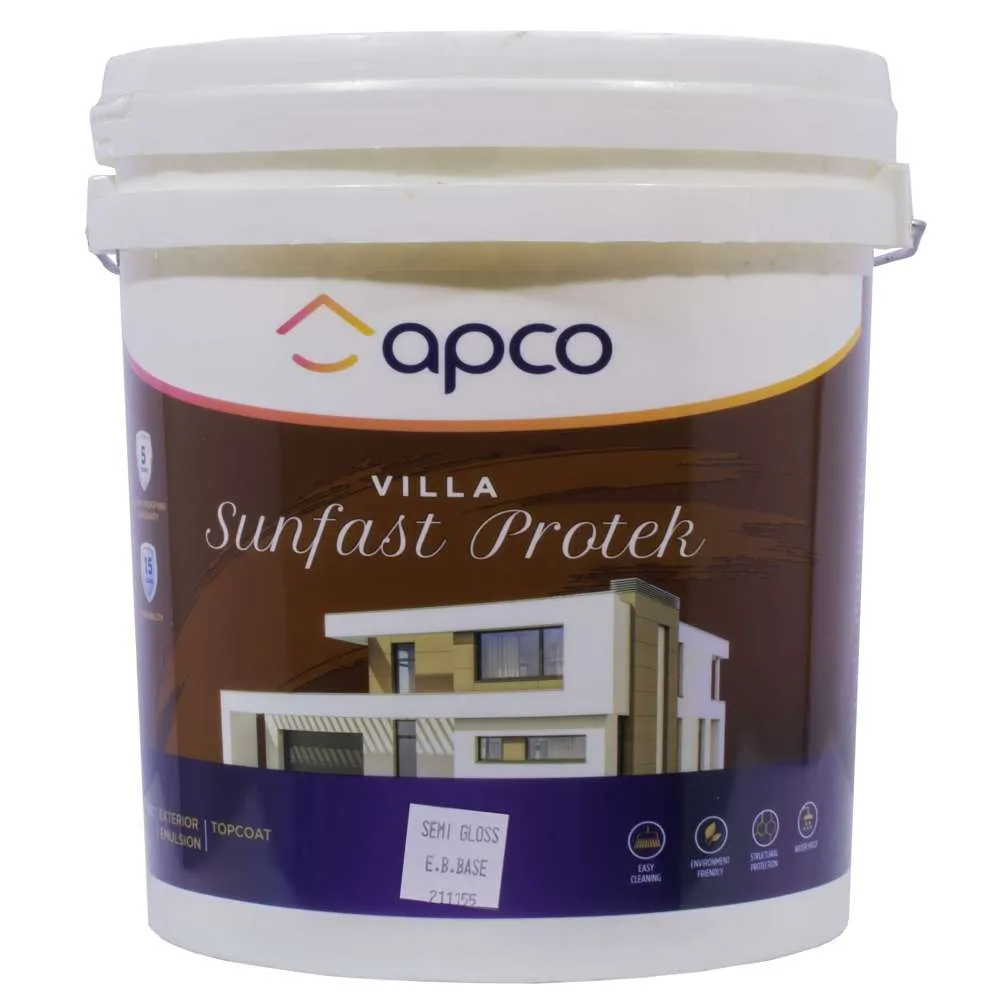 Apco Villa Sunfast Protek Top Coat Semi Gloss Acrylic Extra Bright Base 10L