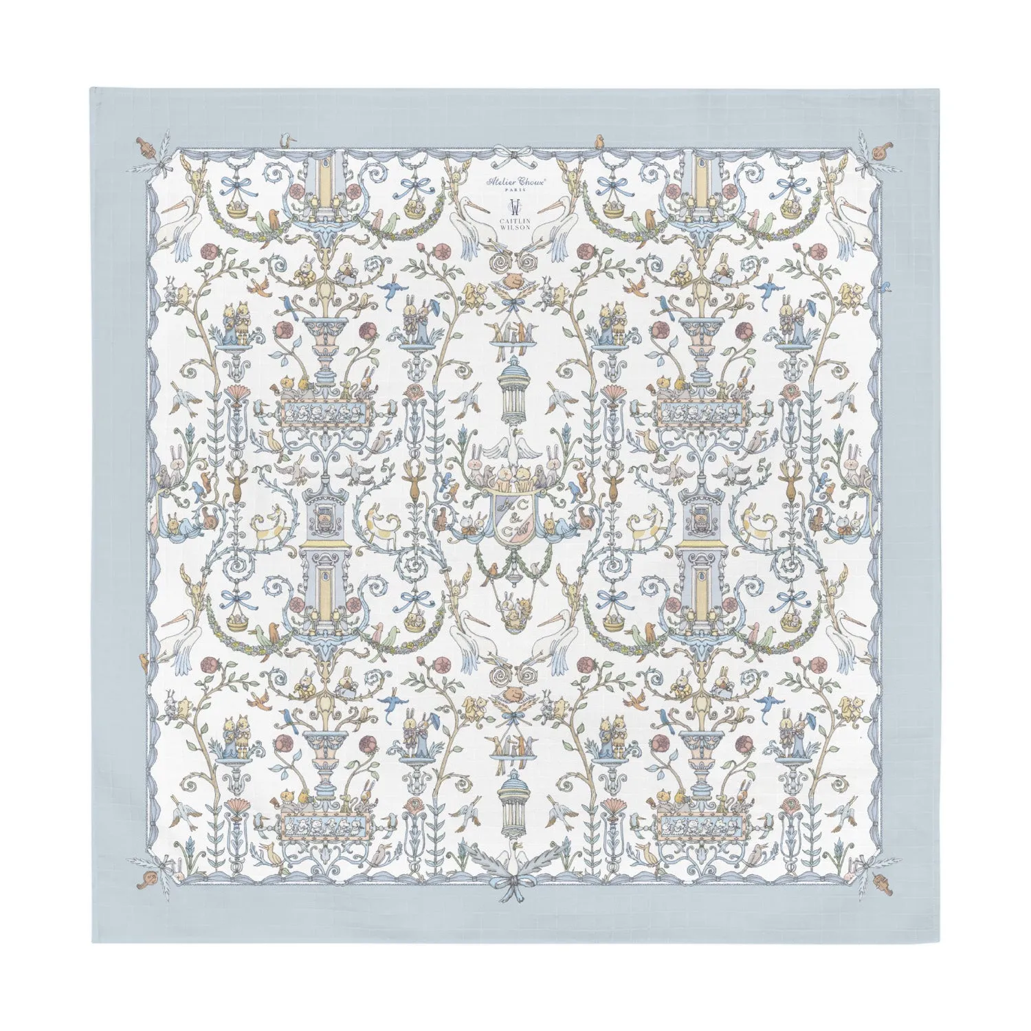 Atelier Choux Muslin Toile De Jouy Blue 100x100cm