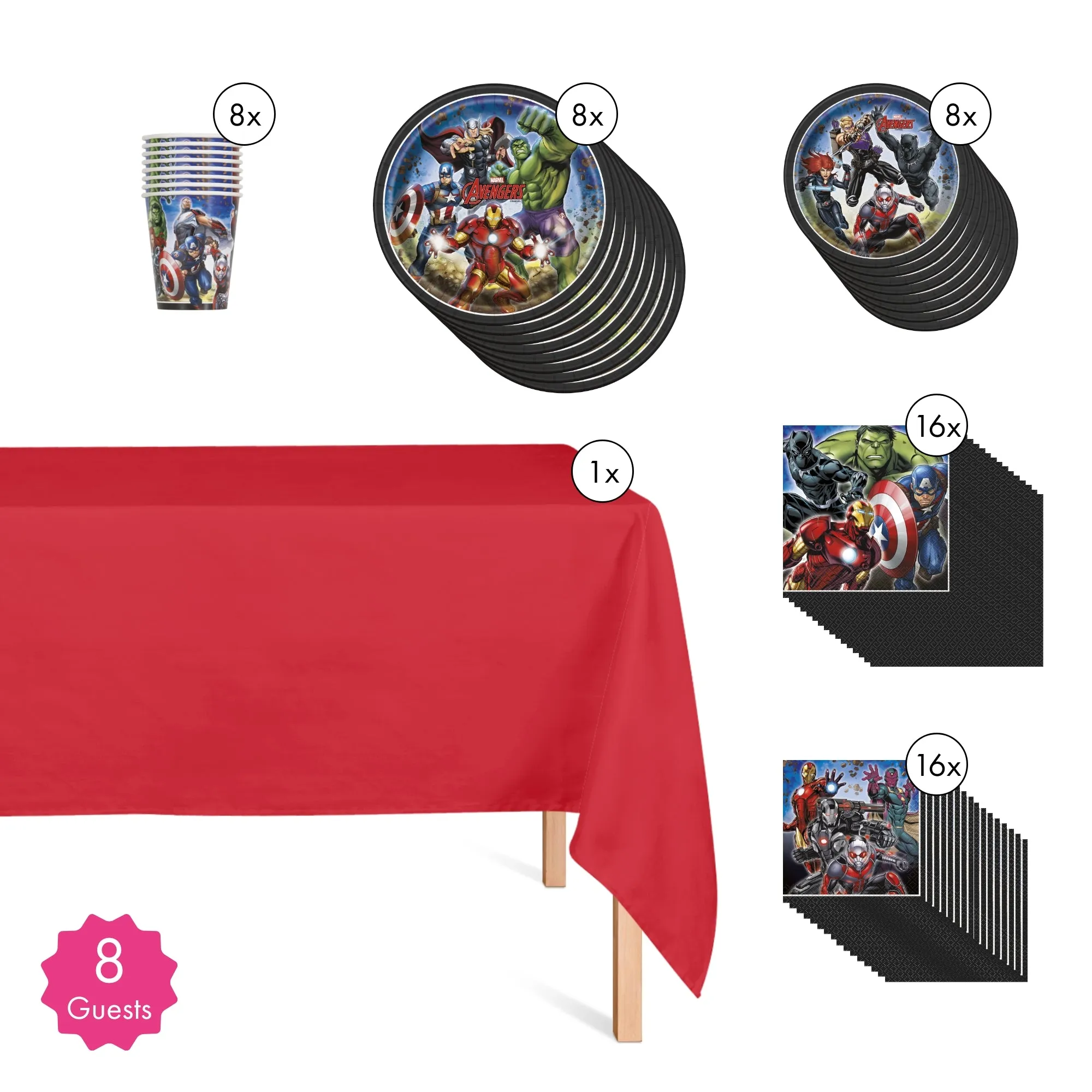 Avengers Basic Tableware Party Kit, 8 Guests