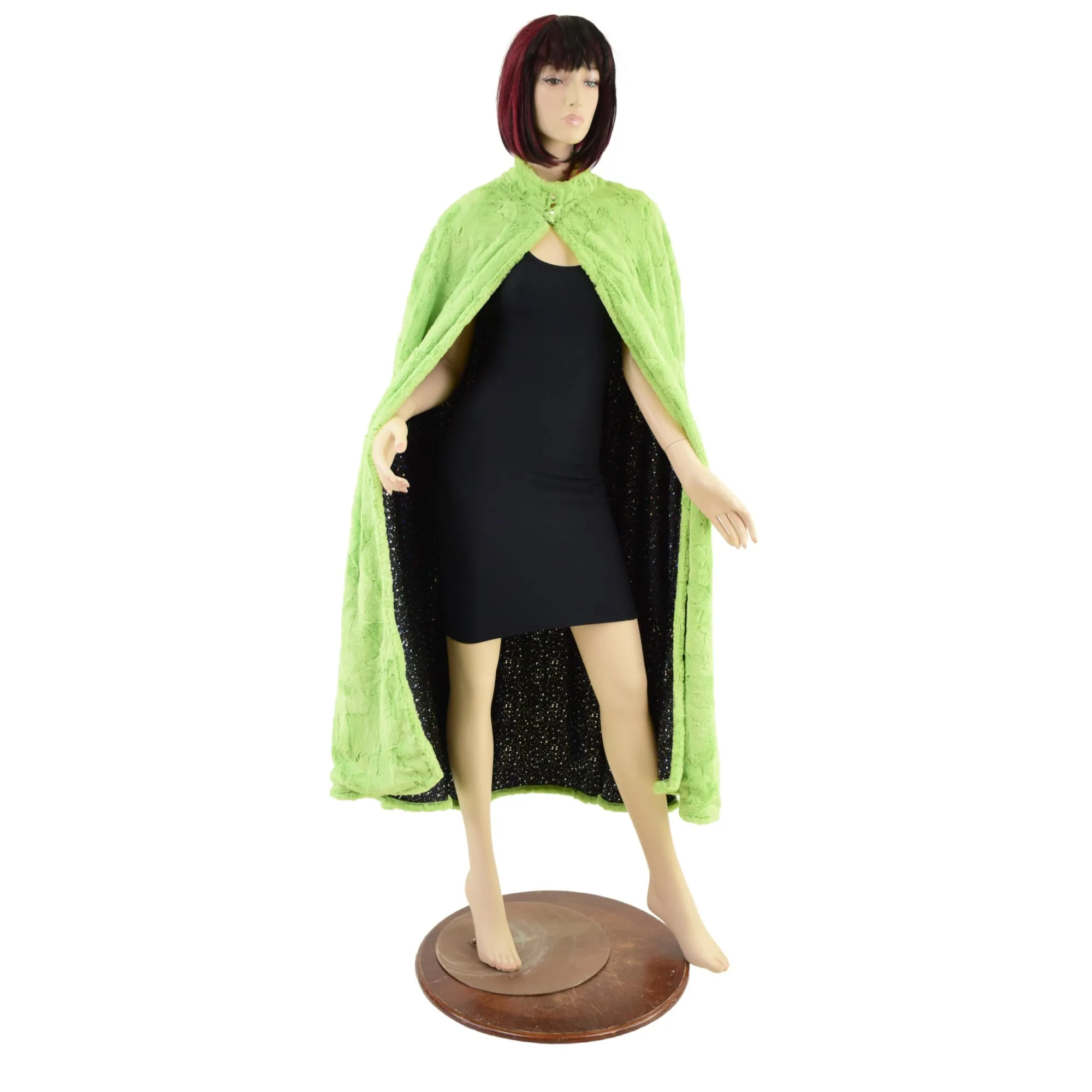 Avocado Minky Faux Fur Cape with Snap Collar