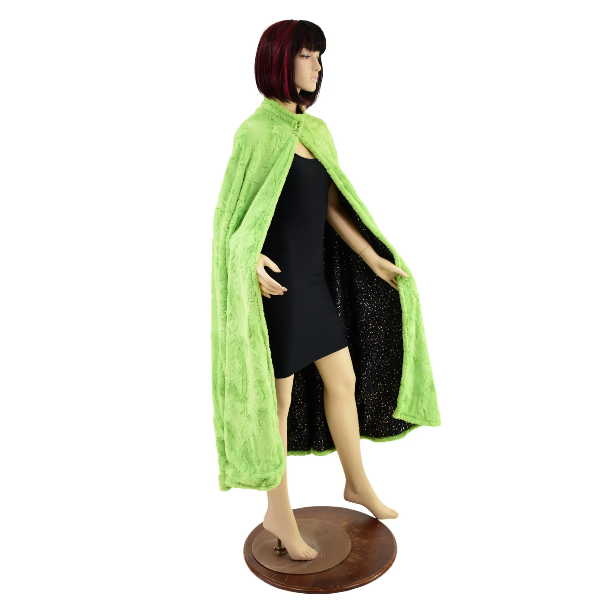 Avocado Minky Faux Fur Cape with Snap Collar