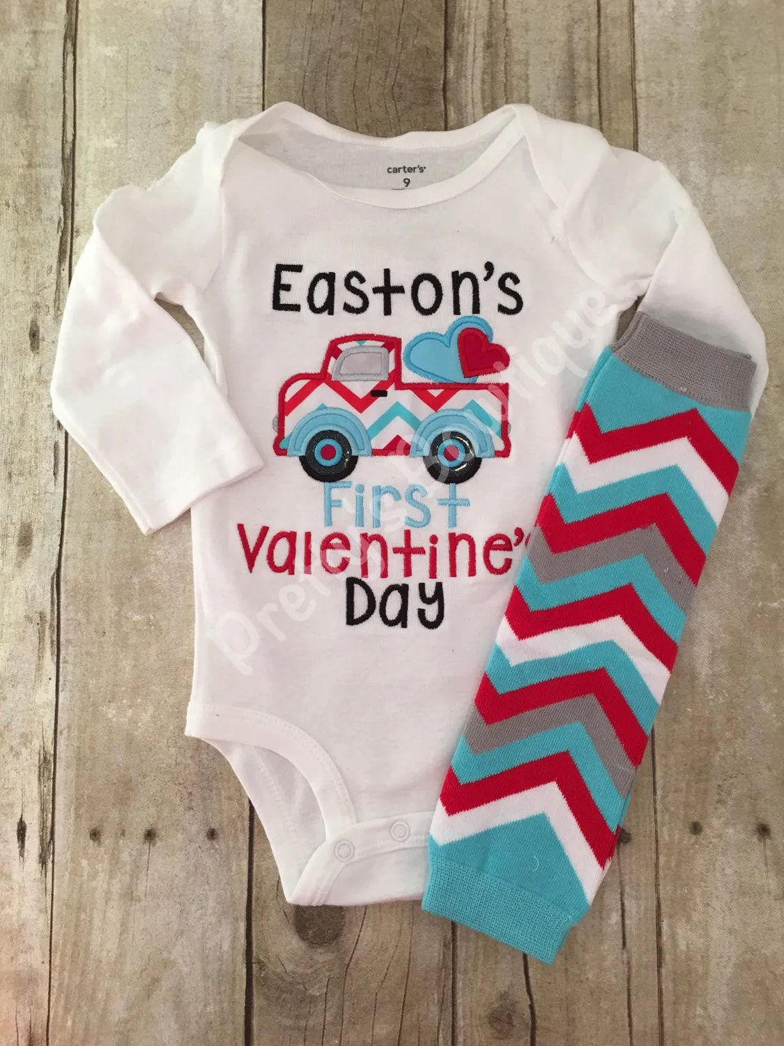 Baby Boys Valentine's Day shirt or bodysuit and legwarmers - Boys Pick up truck shirt or bodysuit -- Valentines boys shirt or bodysuit