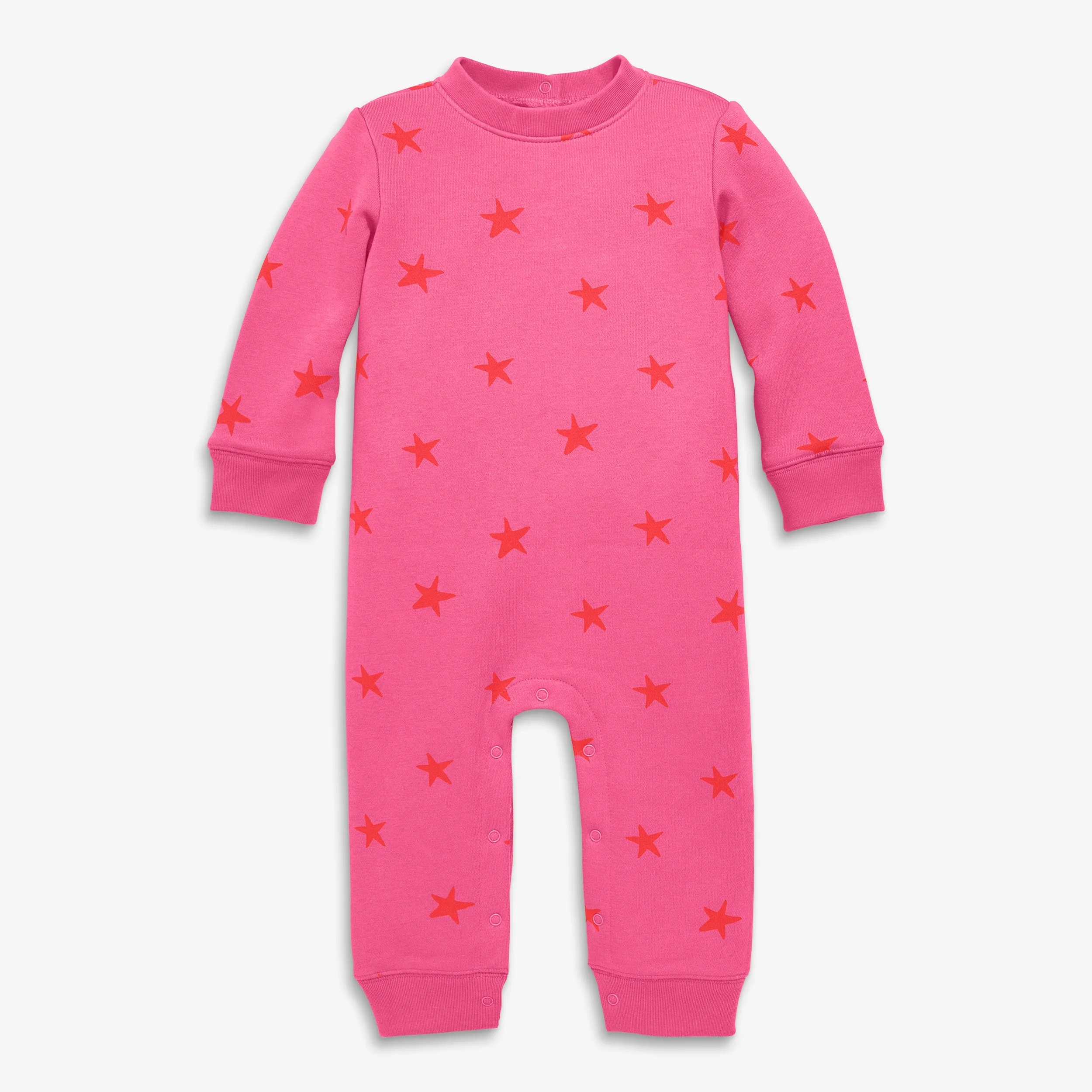 Baby cozy fleece sweatshirt romper in mini stars