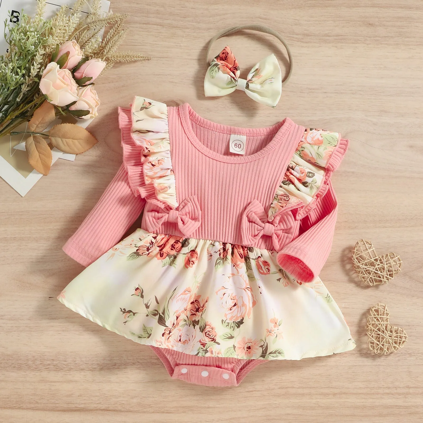 Baby Double Layer Flying Sleeves Rompers