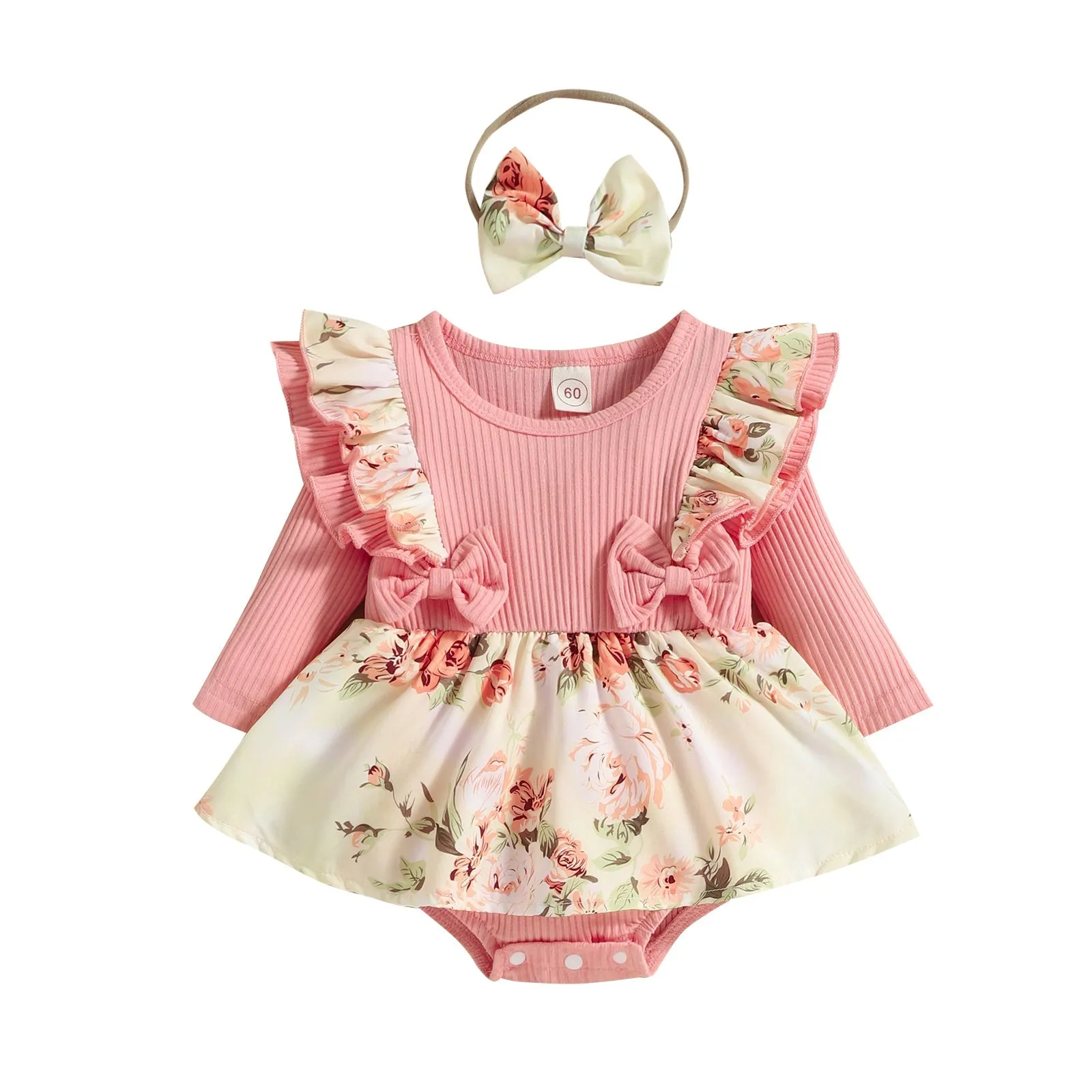 Baby Double Layer Flying Sleeves Rompers