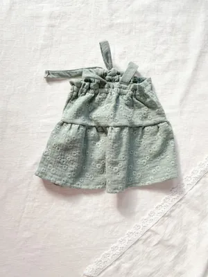 Baby dress / embroidered muslin - olive