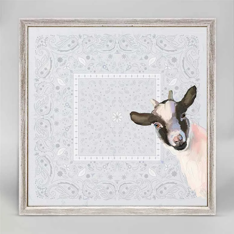 Baby Goat - Bandana Mini Framed Canvas