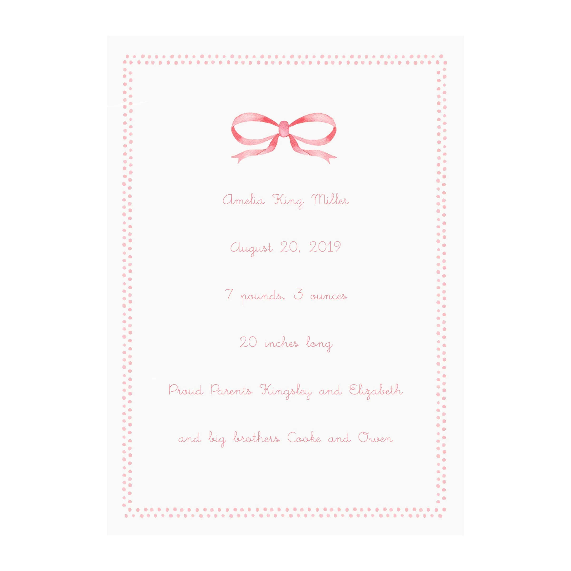 Baby Keepsake Print- Pink