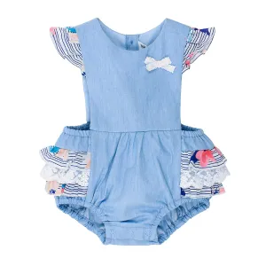 Bebe Abby Chambray Playsuit With Frill - XS18-764