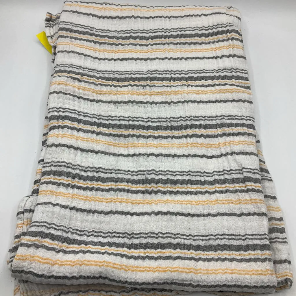 Bebe Au Lait White Grey/Yellow Striped Swaddle