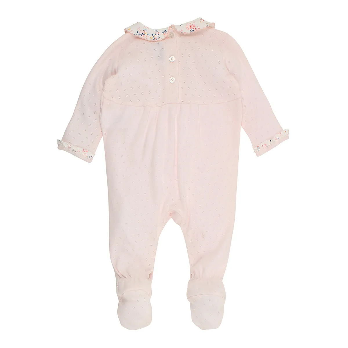 Bebe Millie L/S Pointelle Romper (Size NB-0)