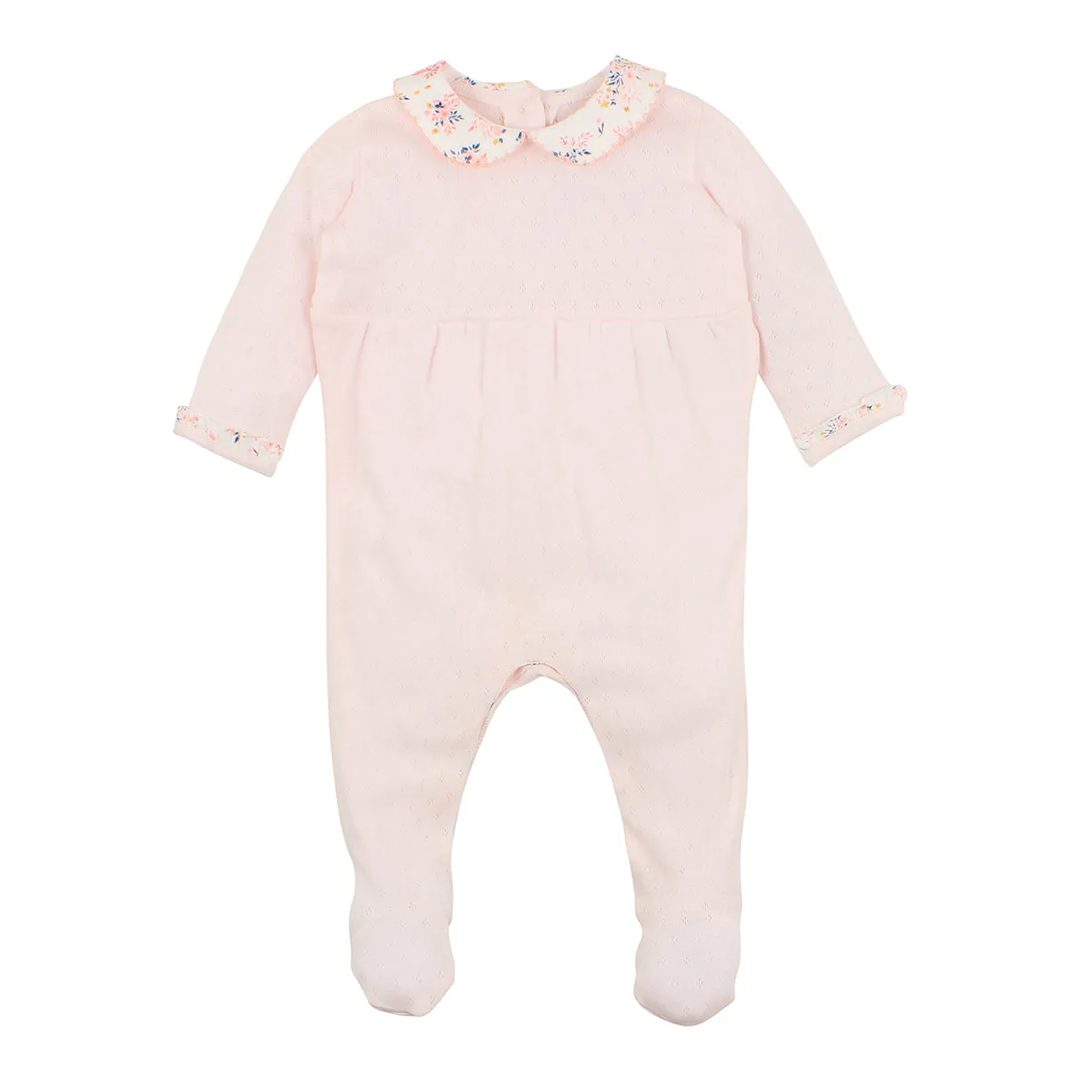 Bebe Millie L/S Pointelle Romper (Size NB-0)