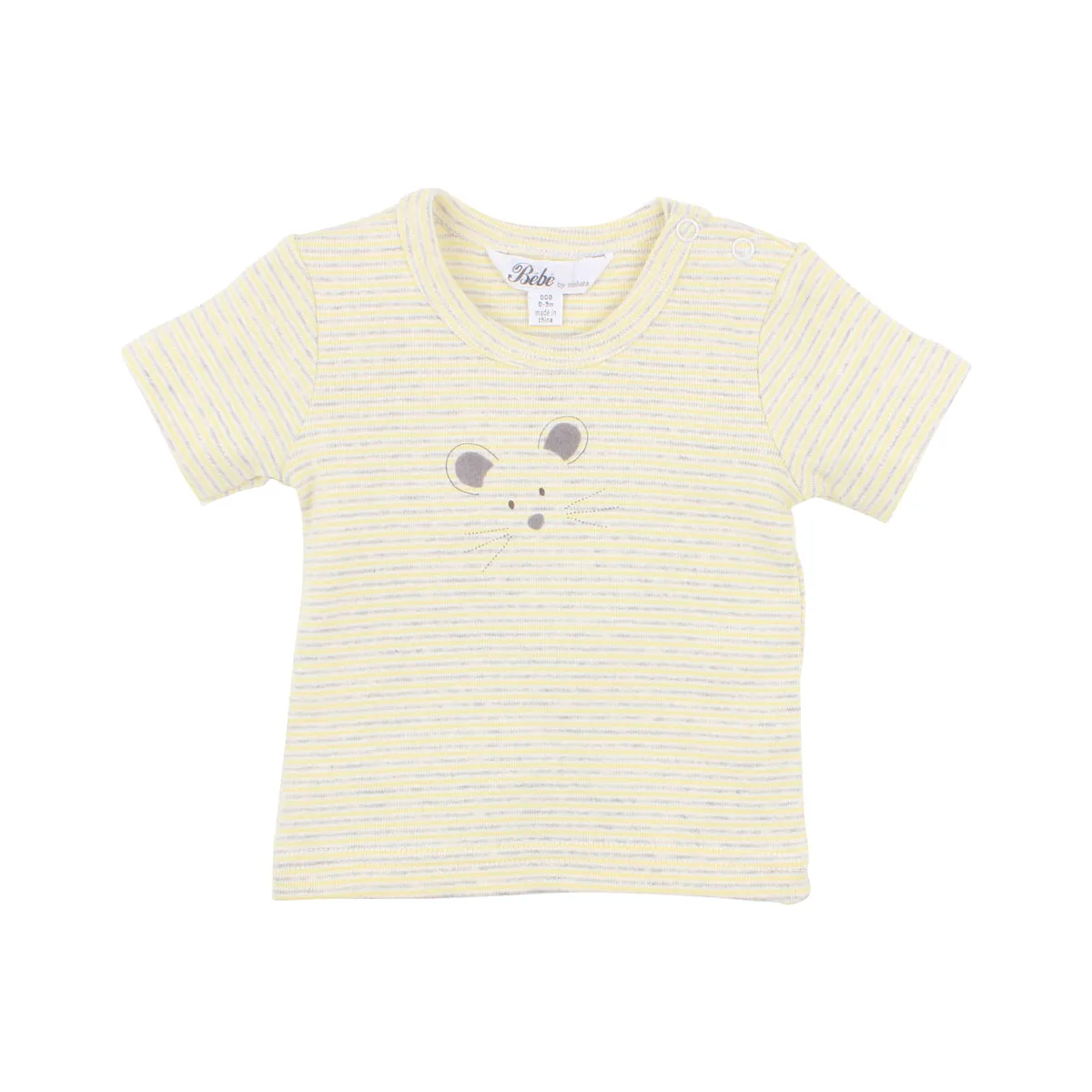 Bebe Unisex Mouse Tee in Lemon Stripe