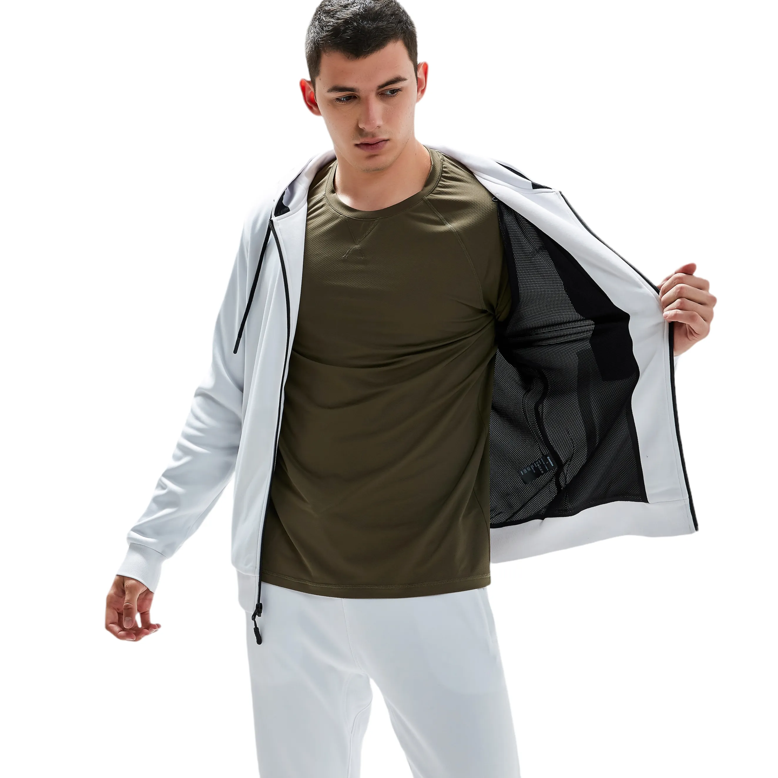 Beekman Zip Up Performance Hoodie - Alpine White