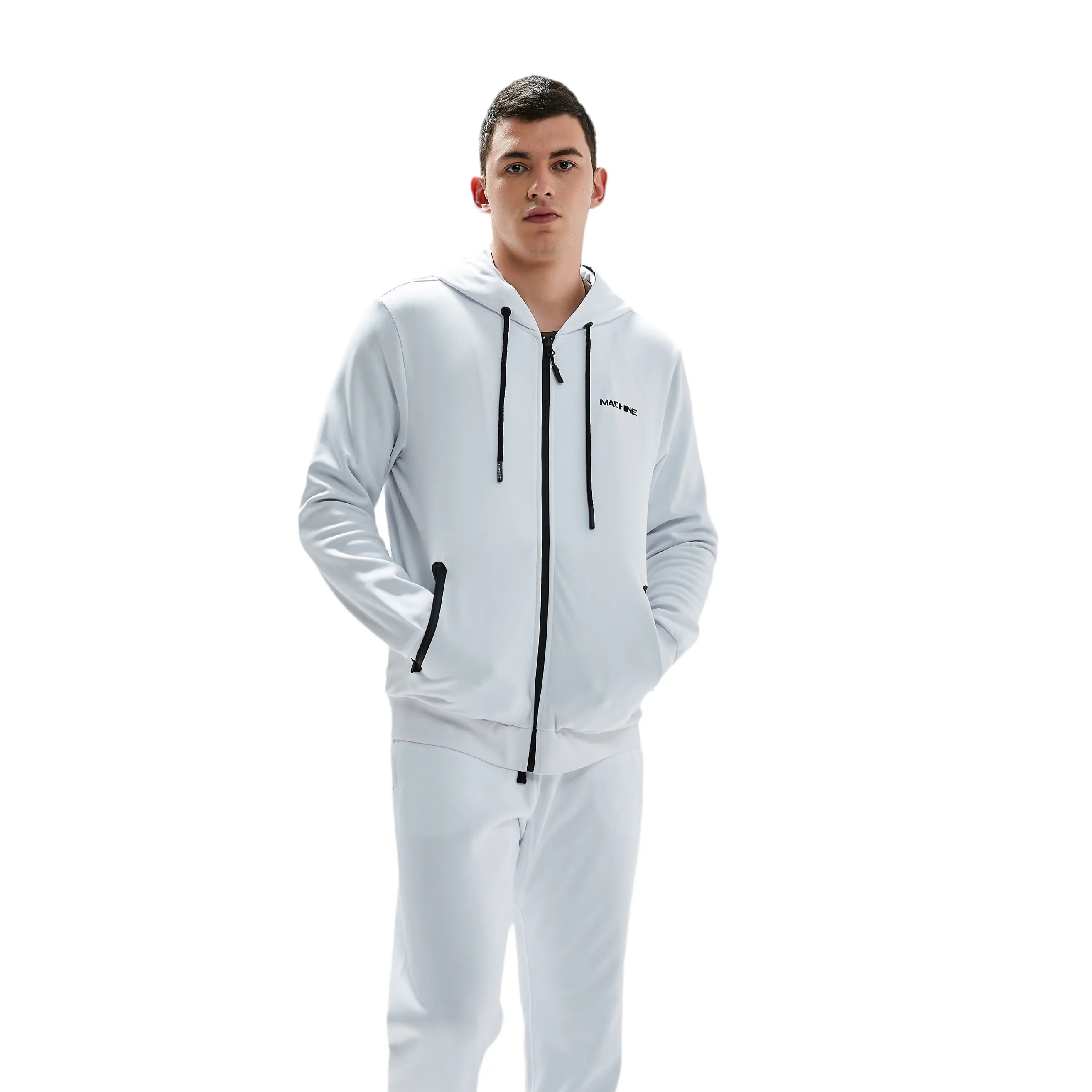 Beekman Zip Up Performance Hoodie - Alpine White