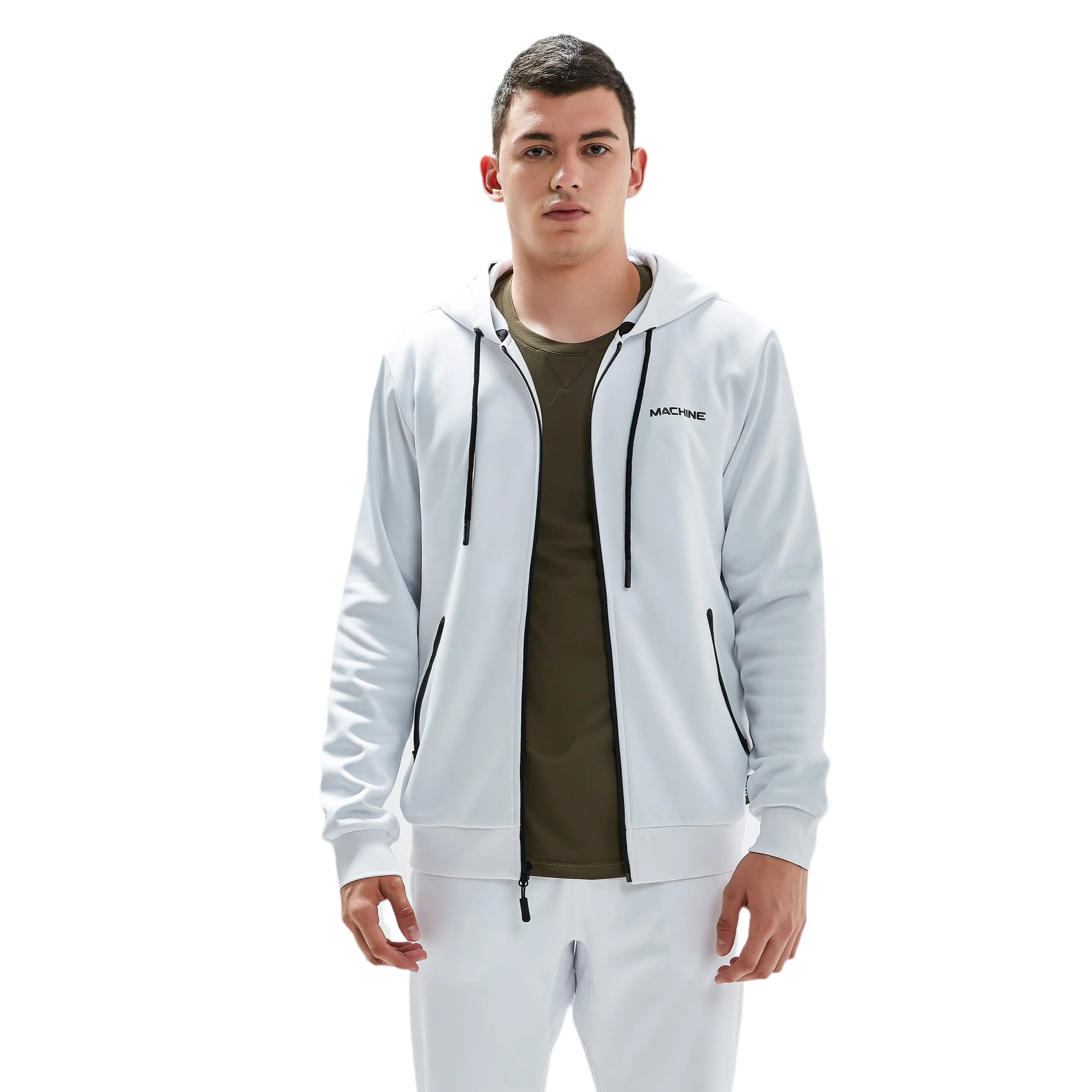 Beekman Zip Up Performance Hoodie - Alpine White