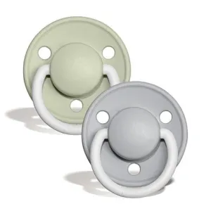 BIBS De Lux GLOW Silicone Pacifier 2 Pack - Sage/Cloud