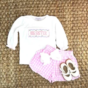 Big Sister Smocked Shirt with long sleeves - (Shorts Sold Separately)