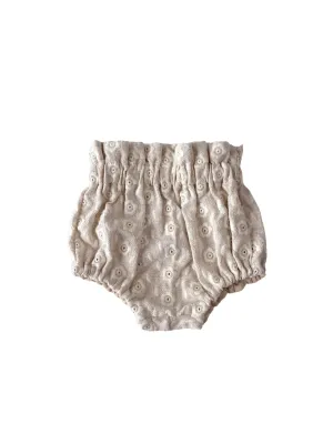 Bloomers / embroidered floral linen - ecru