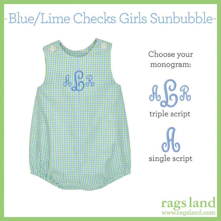 Blue/Lime Checks Girls Sunbubble