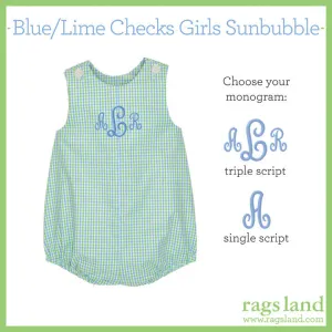 Blue/Lime Checks Girls Sunbubble