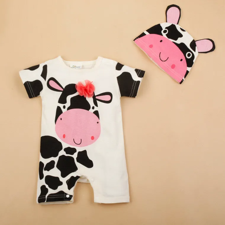 Boys And Girls Character 2 Pcs Rompers   Hat