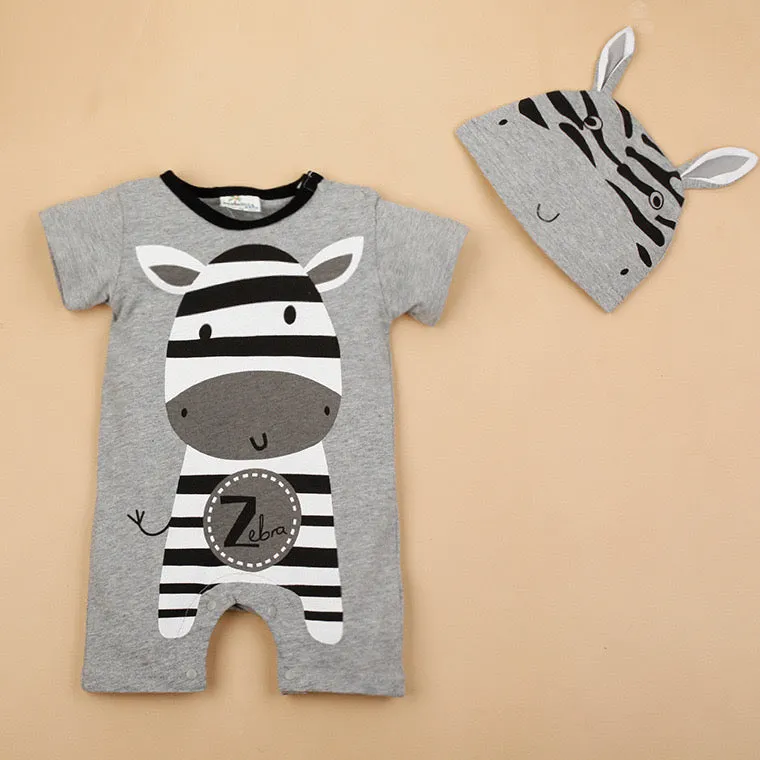 Boys And Girls Character 2 Pcs Rompers   Hat