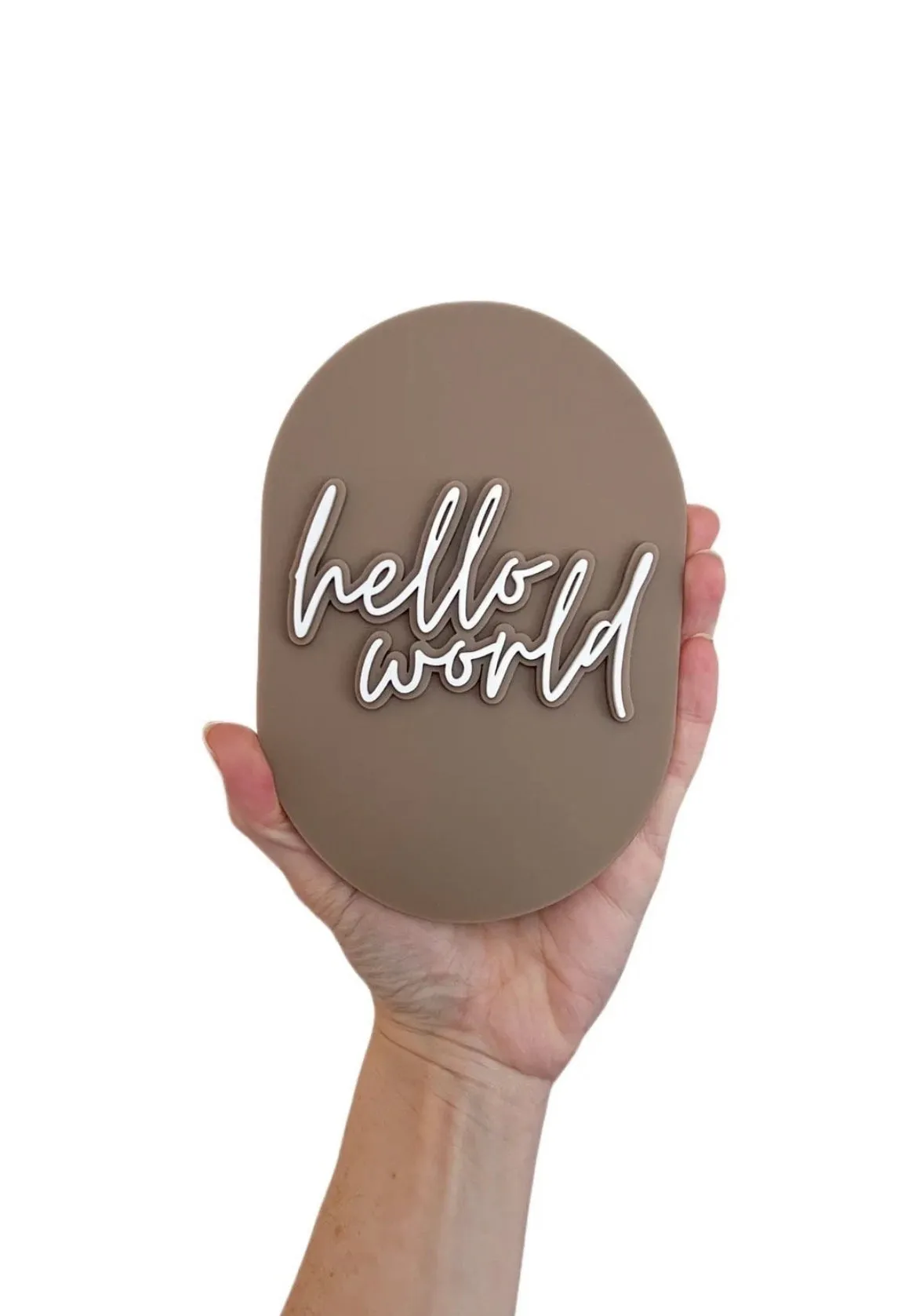 Brown Hello World Acrylic Plaque