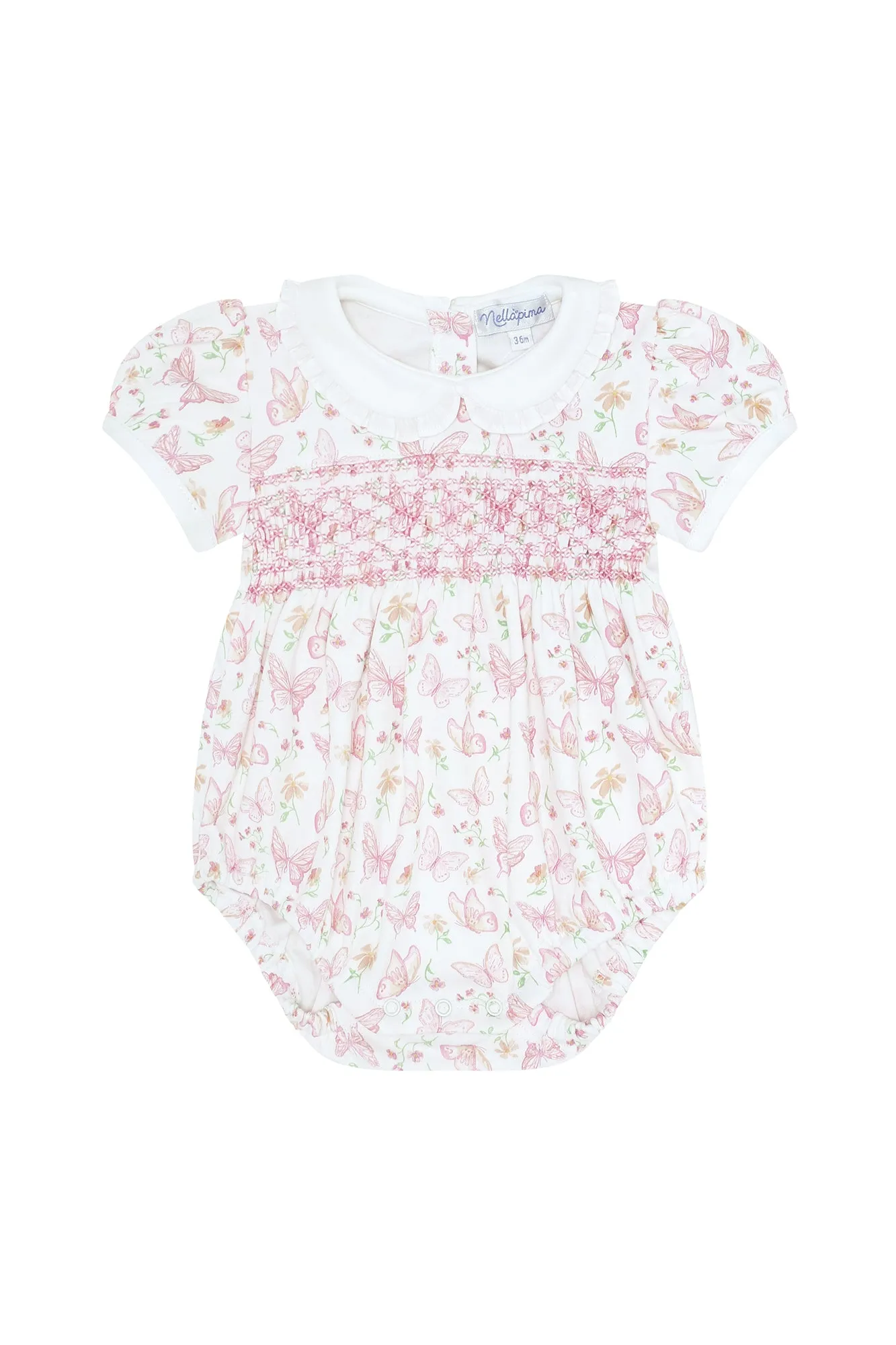 Butterflies Print Smocked Bubble