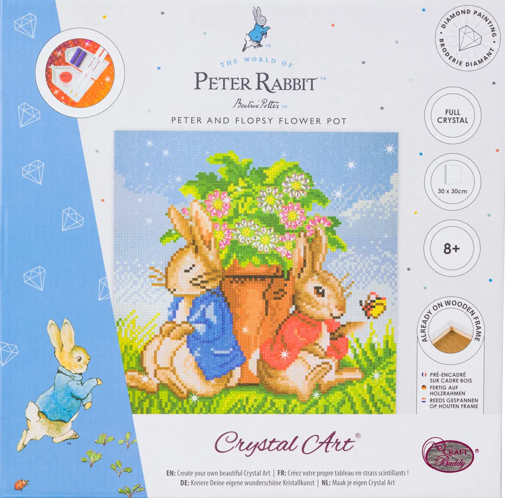 CAK-PRBT31M: Peter and Flopsy Flower Pot 30x30m Crystal Art Canvas Kit