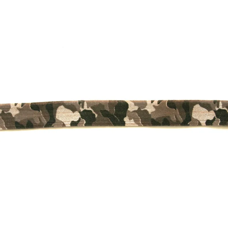 Camoflauge Fold Over Elastic, Tan Background