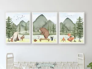 Camping Animals Nursery Prints