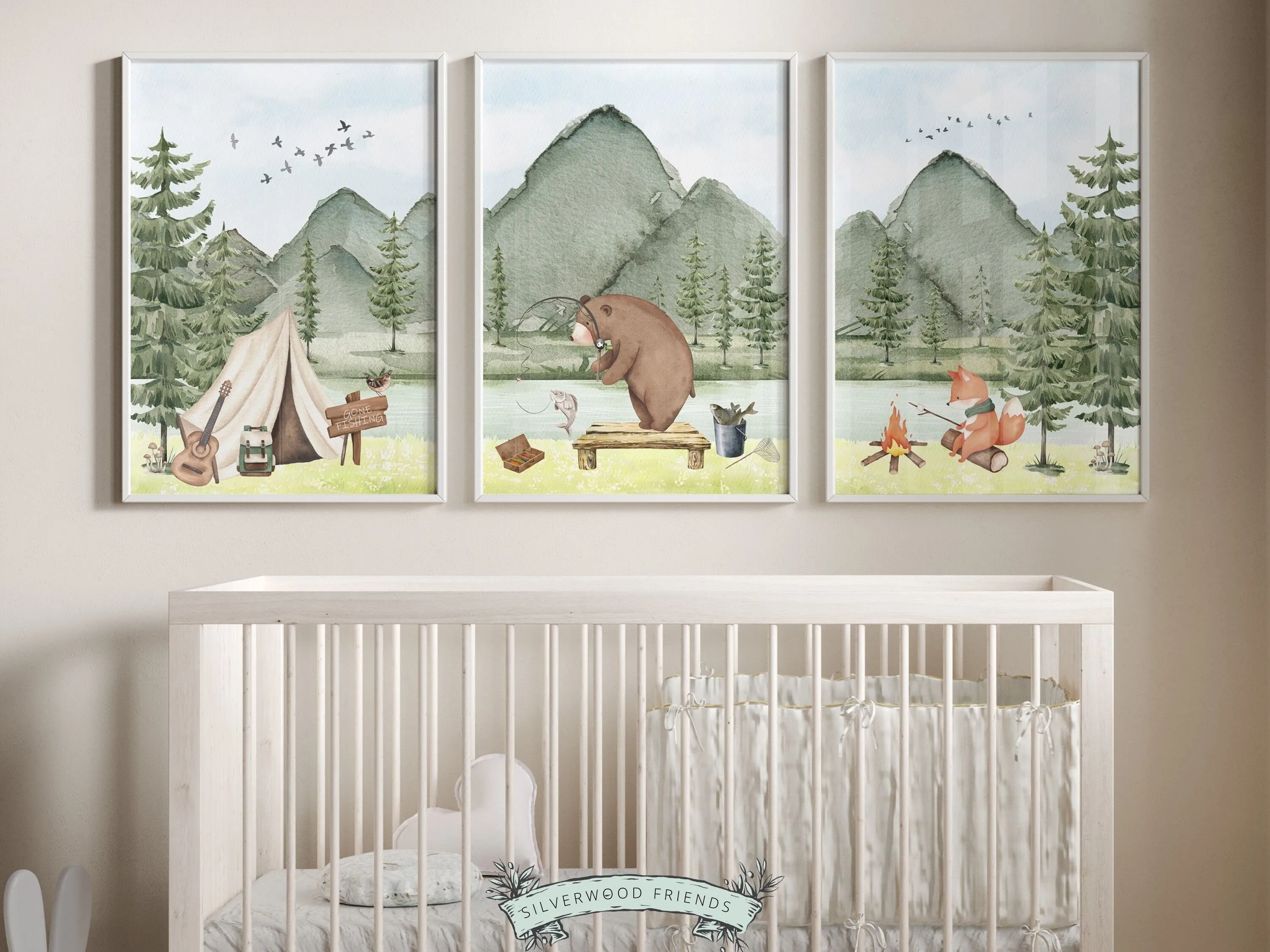 Camping Animals Nursery Prints