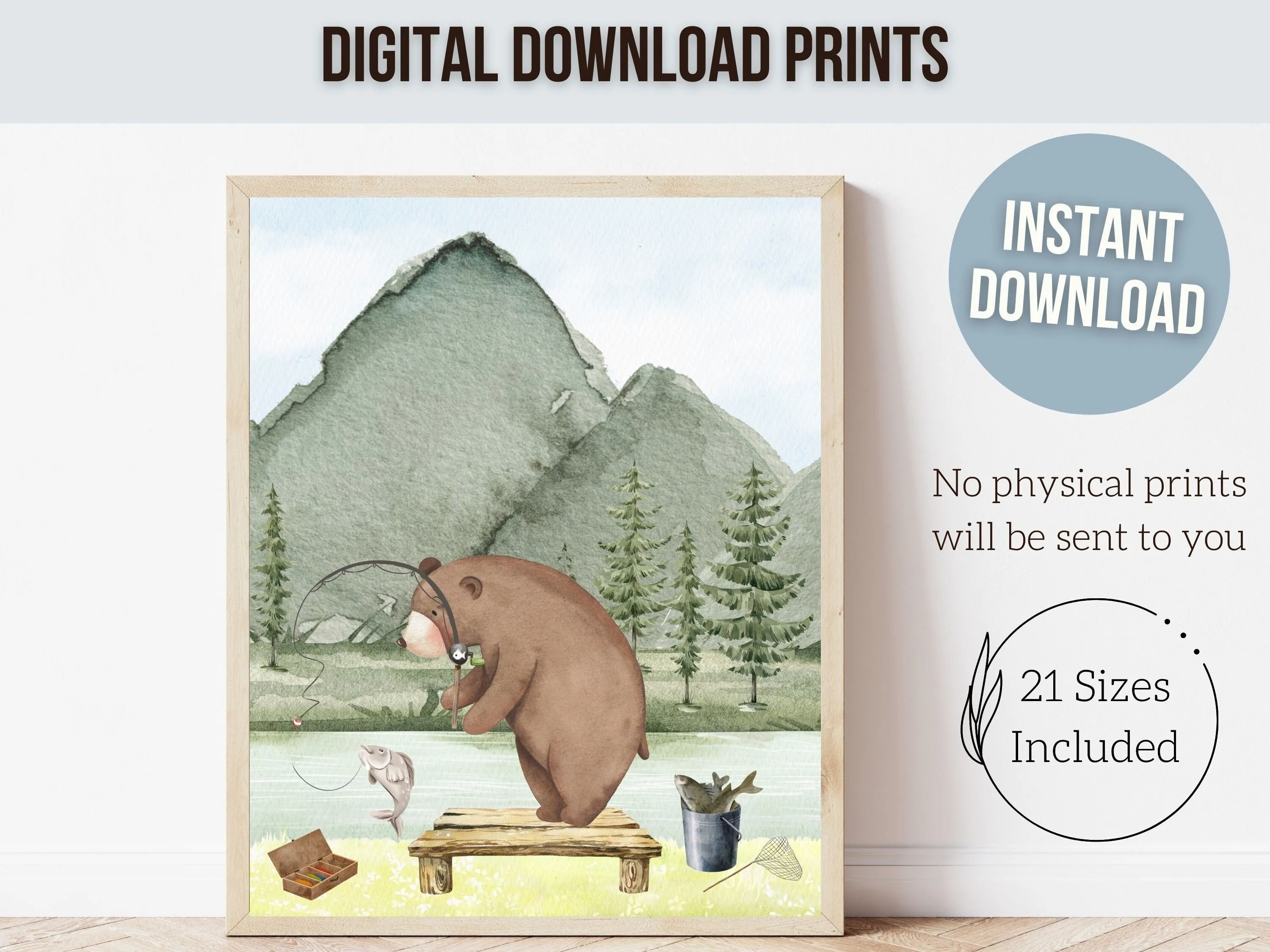 Camping Animals Nursery Prints