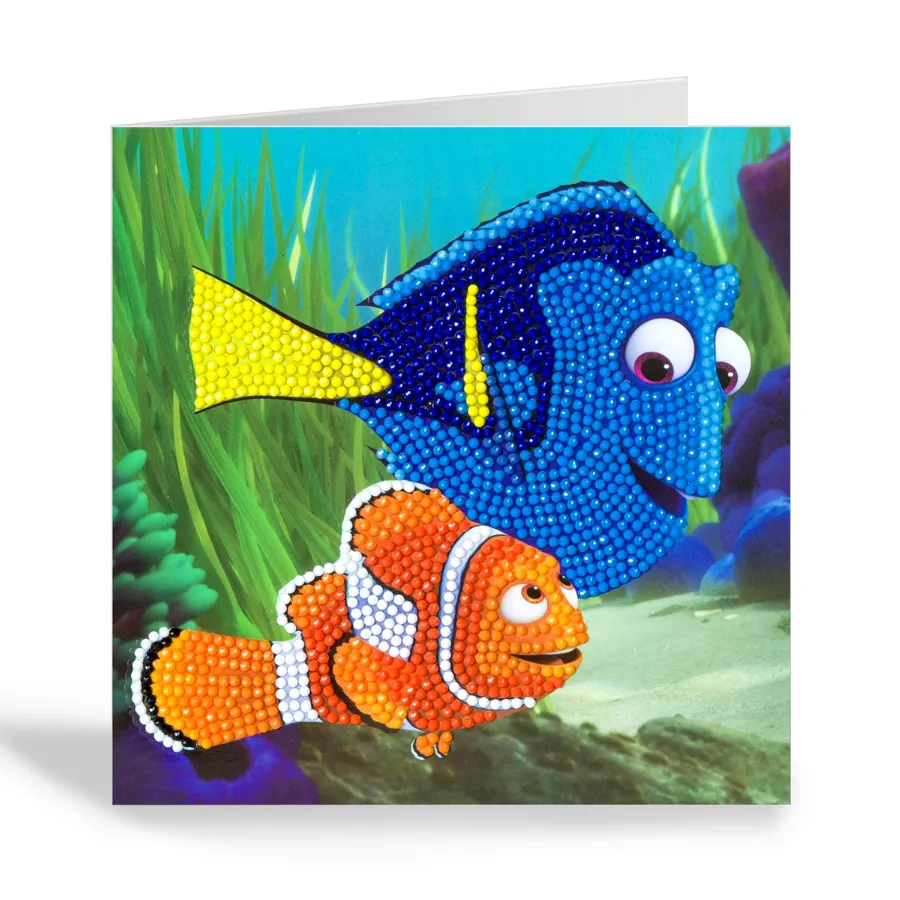 CCK-DNY800: Dory and Marlin, 18x18cm Crystal Art Card