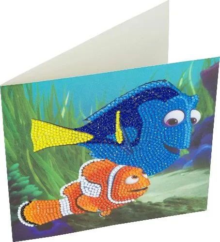 CCK-DNY800: Dory and Marlin, 18x18cm Crystal Art Card