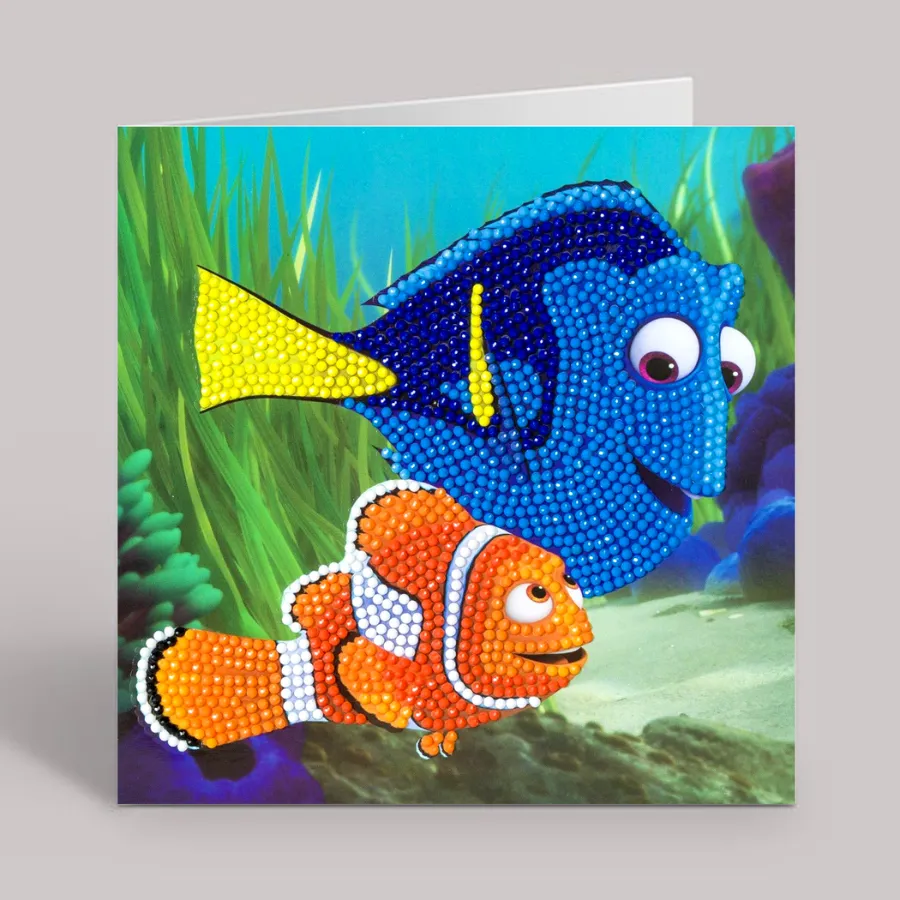 CCK-DNY800: Dory and Marlin, 18x18cm Crystal Art Card