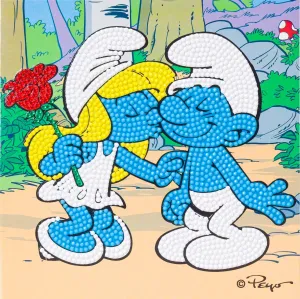 CCK-SMRF504: Smurfette Kiss 18x18cm Crystal Art Card