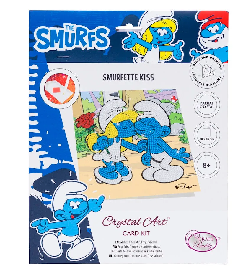 CCK-SMRF504: Smurfette Kiss 18x18cm Crystal Art Card