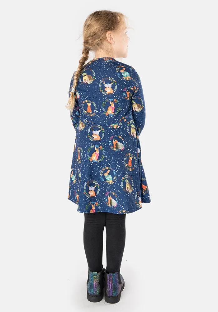 Children's Christmas Animals Print Dress (Cristobal)