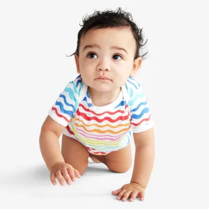 Clearance baby organic shortie in rainbow watercolor waves