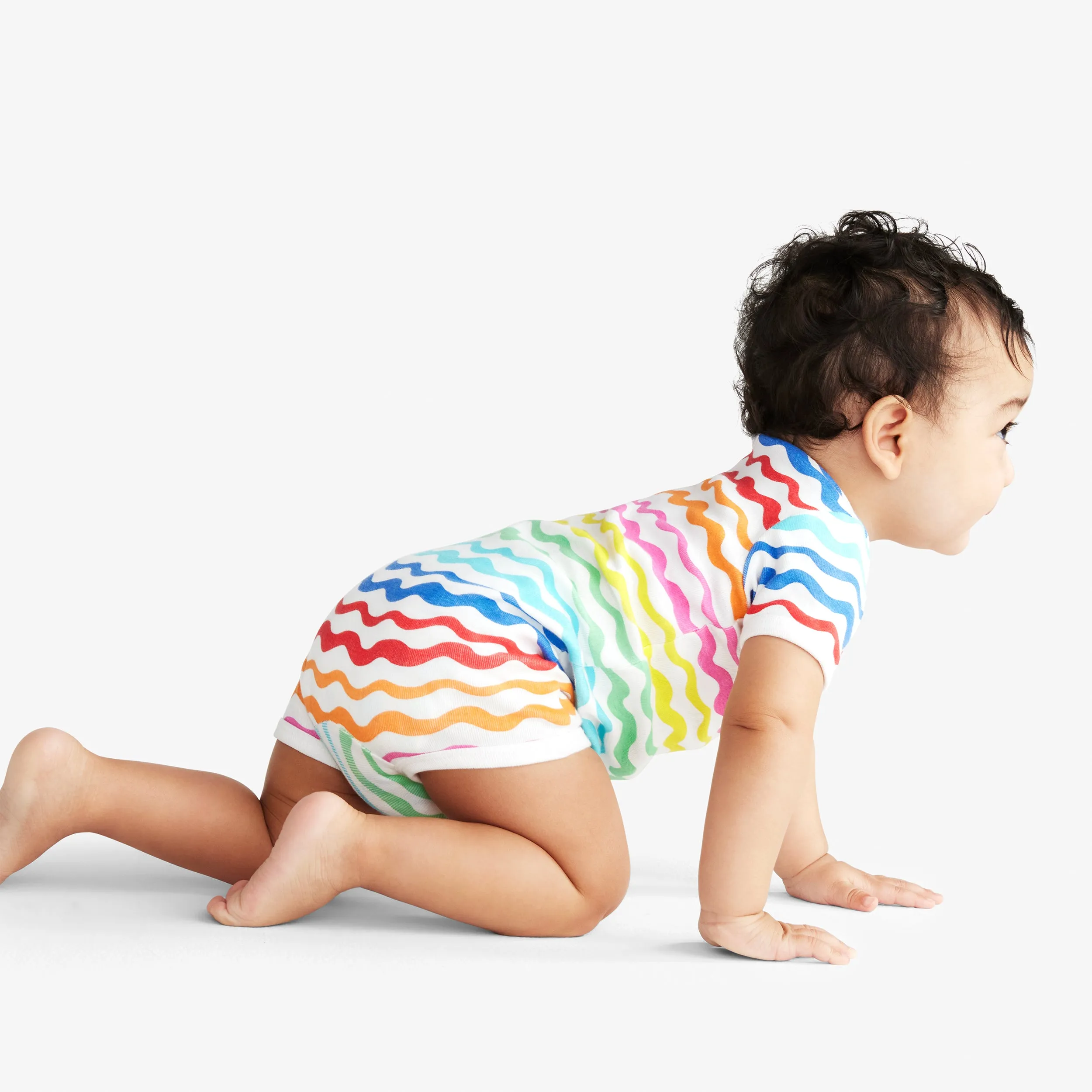 Clearance baby organic shortie in rainbow watercolor waves