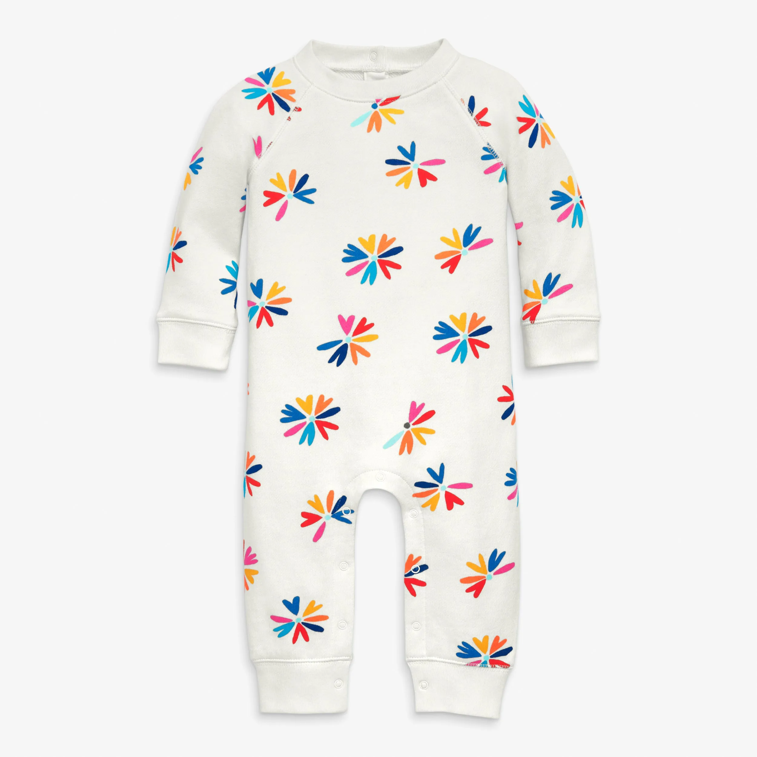 Clearance baby sweatshirt romper in bright blooms