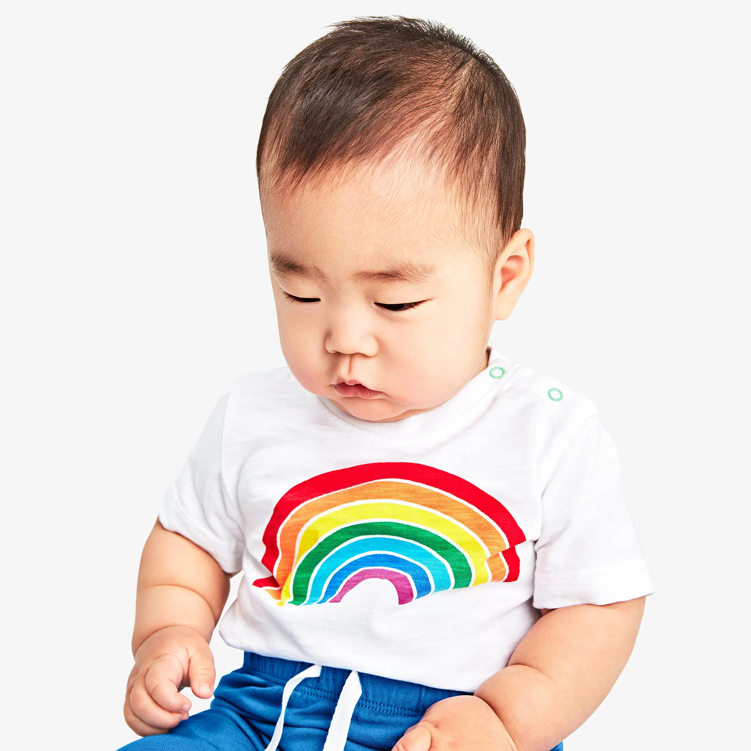 Clearance short sleeve babysuit in rainbow graphic